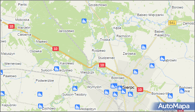 mapa Studzieniec gmina Sierpc, Studzieniec gmina Sierpc na mapie Targeo