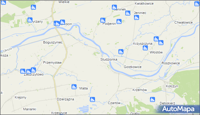 mapa Studzionka gmina Krzeszyce, Studzionka gmina Krzeszyce na mapie Targeo