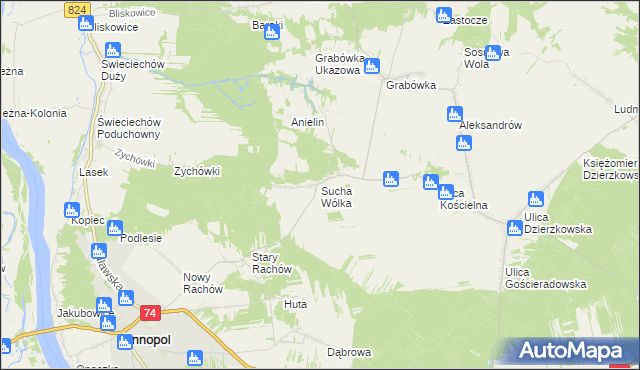 mapa Sucha Wólka, Sucha Wólka na mapie Targeo