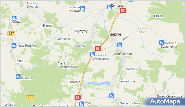 mapa Suchodół Włościański, Suchodół Włościański na mapie Targeo