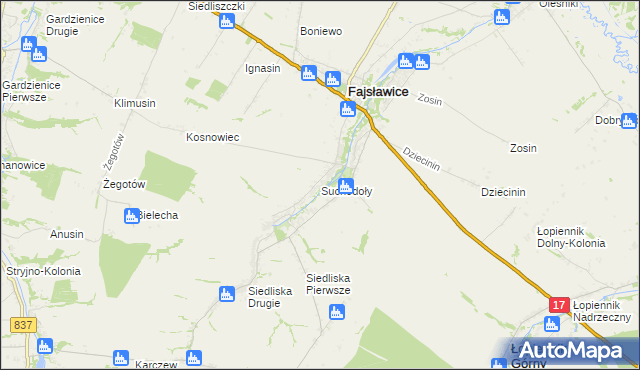 mapa Suchodoły gmina Fajsławice, Suchodoły gmina Fajsławice na mapie Targeo