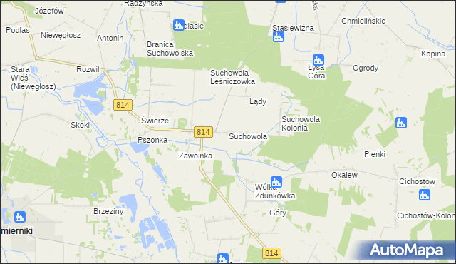 mapa Suchowola gmina Wohyń, Suchowola gmina Wohyń na mapie Targeo
