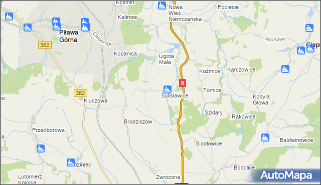 mapa Sulisławice gmina Ząbkowice Śląskie, Sulisławice gmina Ząbkowice Śląskie na mapie Targeo