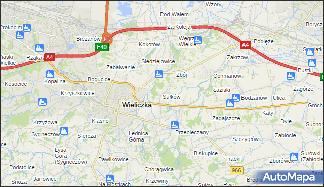 mapa Sułków gmina Wieliczka, Sułków gmina Wieliczka na mapie Targeo