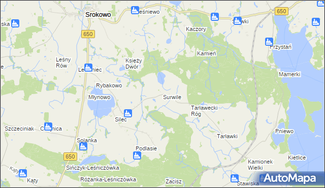 mapa Surwile, Surwile na mapie Targeo