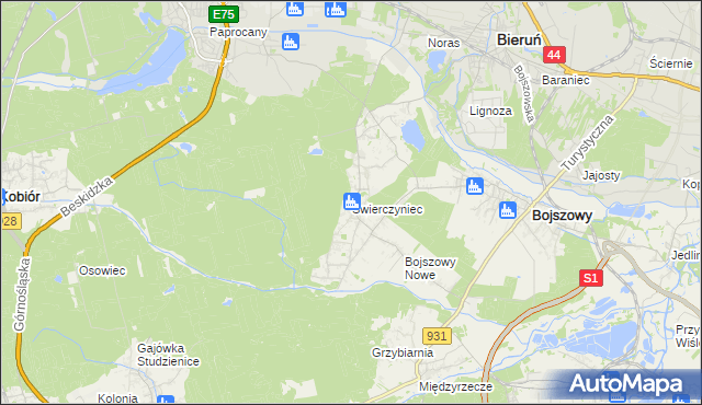 mapa Świerczyniec gmina Bojszowy, Świerczyniec gmina Bojszowy na mapie Targeo