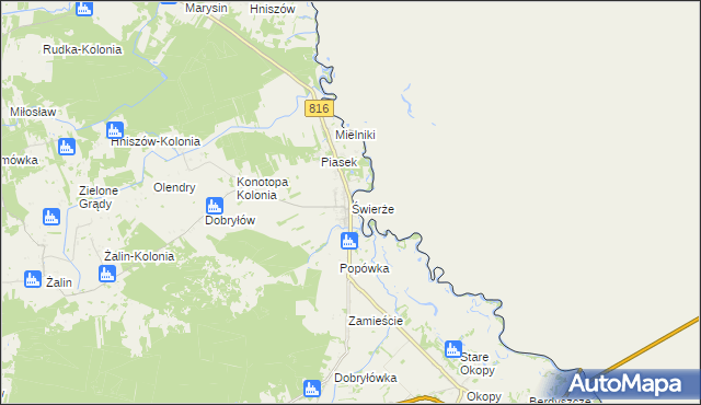mapa Świerże gmina Dorohusk, Świerże gmina Dorohusk na mapie Targeo