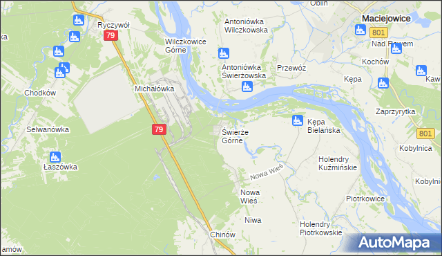 mapa Świerże Górne, Świerże Górne na mapie Targeo