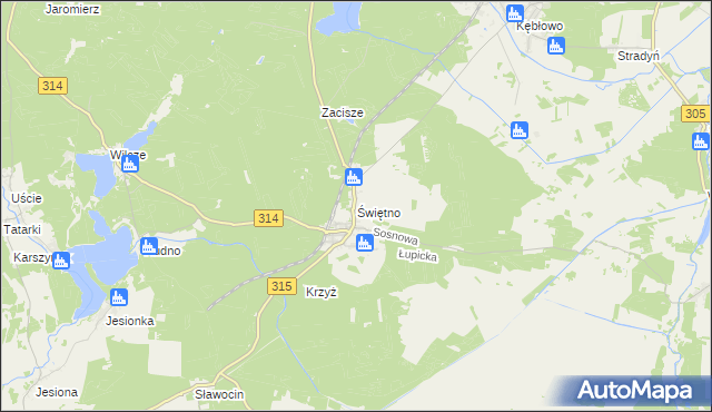 mapa Świętno gmina Wolsztyn, Świętno gmina Wolsztyn na mapie Targeo