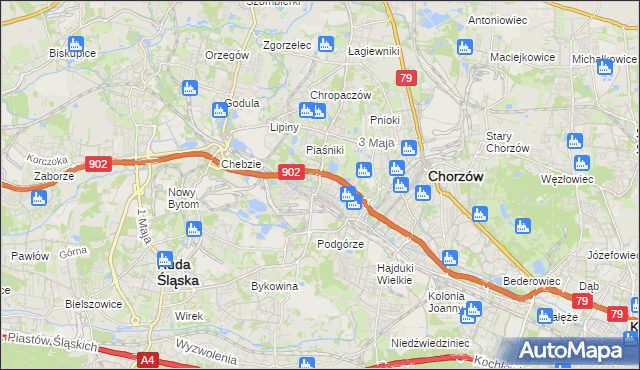 mapa Świętochłowice, Świętochłowice na mapie Targeo