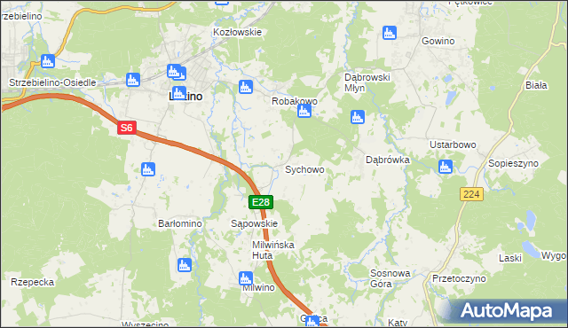 mapa Sychowo, Sychowo na mapie Targeo