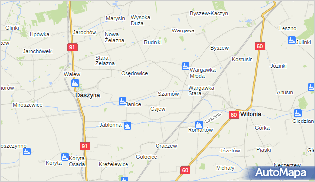 mapa Szamów, Szamów na mapie Targeo