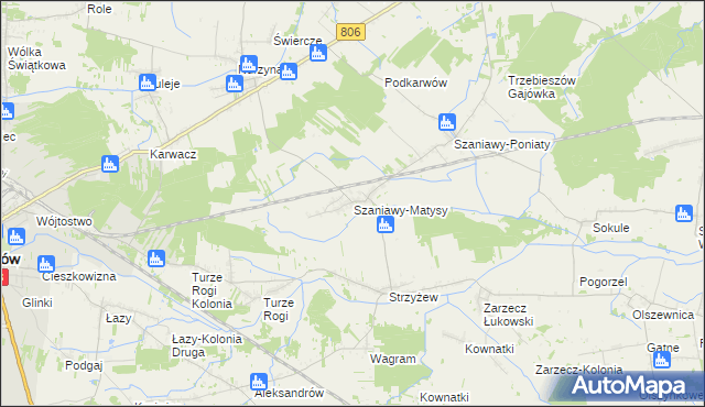 mapa Szaniawy-Matysy, Szaniawy-Matysy na mapie Targeo