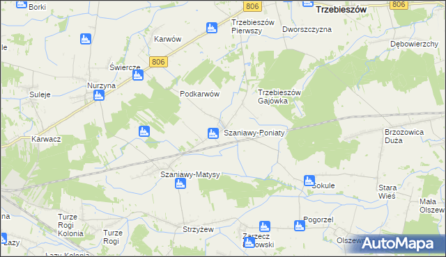 mapa Szaniawy-Poniaty, Szaniawy-Poniaty na mapie Targeo