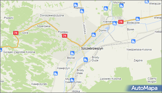 mapa Szczebrzeszyn, Szczebrzeszyn na mapie Targeo