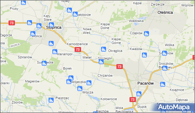 mapa Szczeglin gmina Stopnica, Szczeglin gmina Stopnica na mapie Targeo