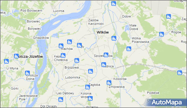 mapa Szczekarków gmina Wilków, Szczekarków gmina Wilków na mapie Targeo
