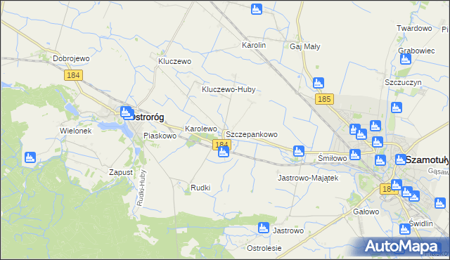 mapa Szczepankowo gmina Ostroróg, Szczepankowo gmina Ostroróg na mapie Targeo