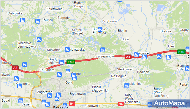 mapa Szczepanów gmina Brzesko, Szczepanów gmina Brzesko na mapie Targeo