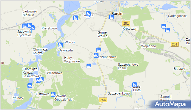 mapa Szczepanowo, Szczepanowo na mapie Targeo