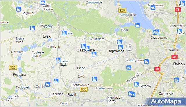 mapa Szczerbice, Szczerbice na mapie Targeo