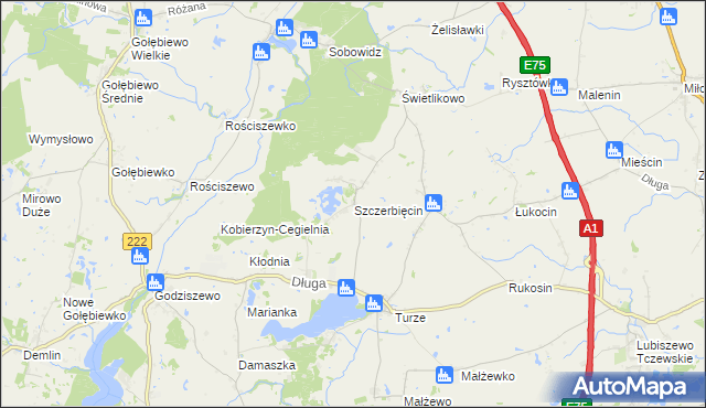 mapa Szczerbięcin, Szczerbięcin na mapie Targeo