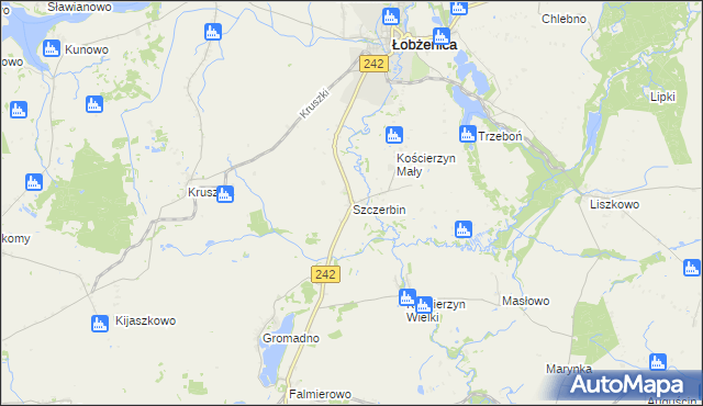 mapa Szczerbin gmina Łobżenica, Szczerbin gmina Łobżenica na mapie Targeo