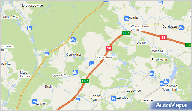 mapa Szczodrów, Szczodrów na mapie Targeo
