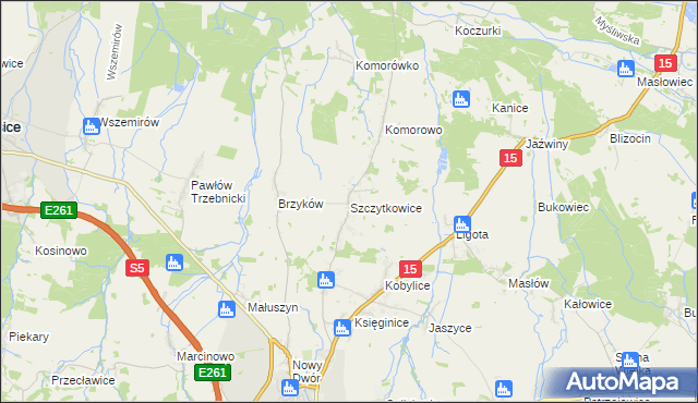 mapa Szczytkowice, Szczytkowice na mapie Targeo