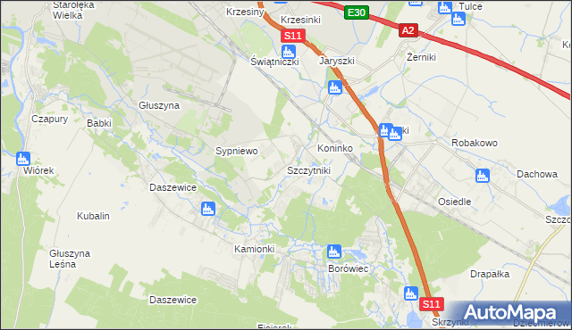 mapa Szczytniki gmina Kórnik, Szczytniki gmina Kórnik na mapie Targeo