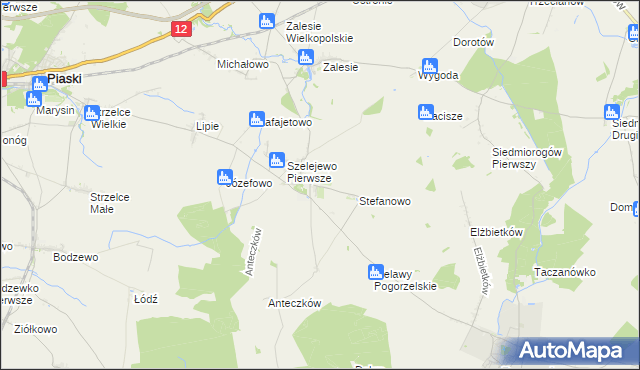 mapa Szelejewo Drugie, Szelejewo Drugie na mapie Targeo
