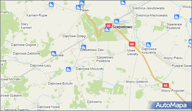 mapa Szepietowo Podleśne, Szepietowo Podleśne na mapie Targeo