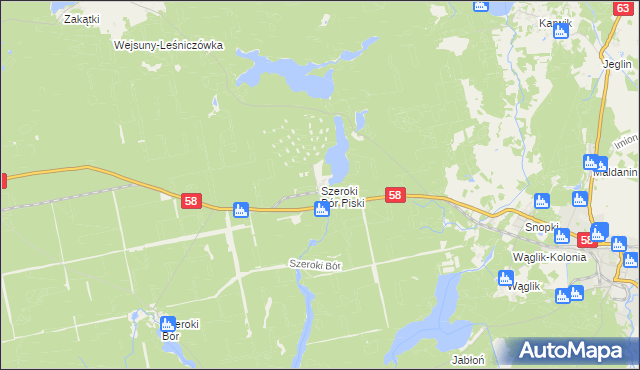 mapa Szeroki Bór Piski, Szeroki Bór Piski na mapie Targeo