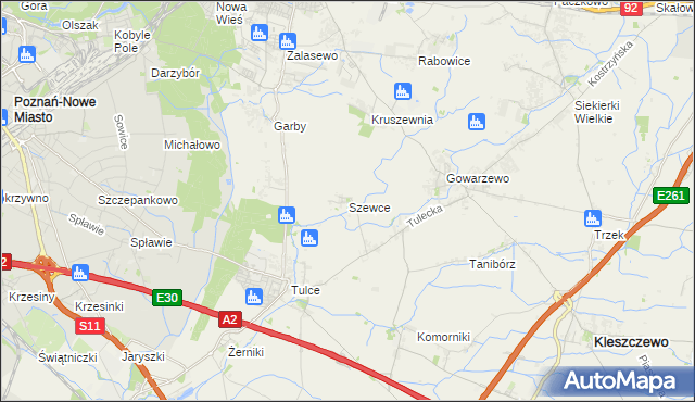 mapa Szewce gmina Kleszczewo, Szewce gmina Kleszczewo na mapie Targeo