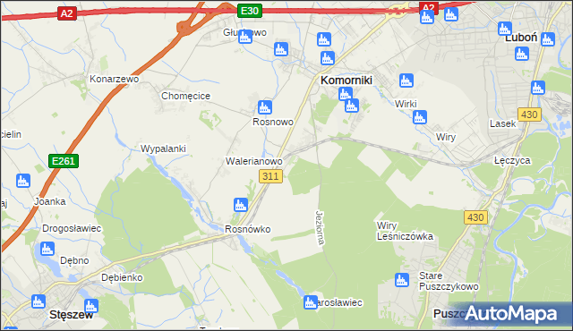 mapa Szreniawa gmina Komorniki, Szreniawa gmina Komorniki na mapie Targeo