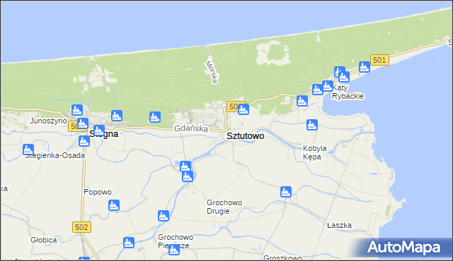 mapa Sztutowo, Sztutowo na mapie Targeo