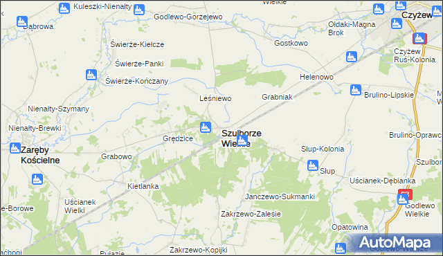 mapa Szulborze Wielkie, Szulborze Wielkie na mapie Targeo