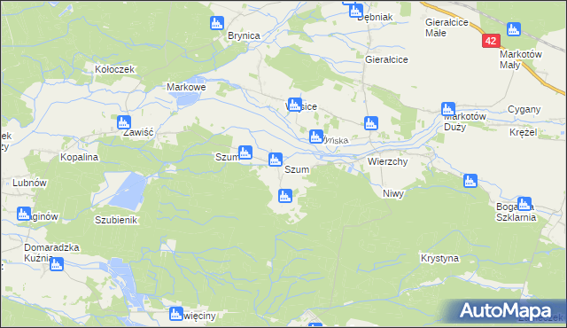 mapa Szum gmina Wołczyn, Szum gmina Wołczyn na mapie Targeo