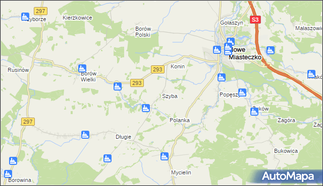 mapa Szyba gmina Nowe Miasteczko, Szyba gmina Nowe Miasteczko na mapie Targeo
