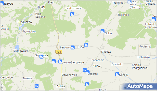mapa Szyce gmina Pilica, Szyce gmina Pilica na mapie Targeo