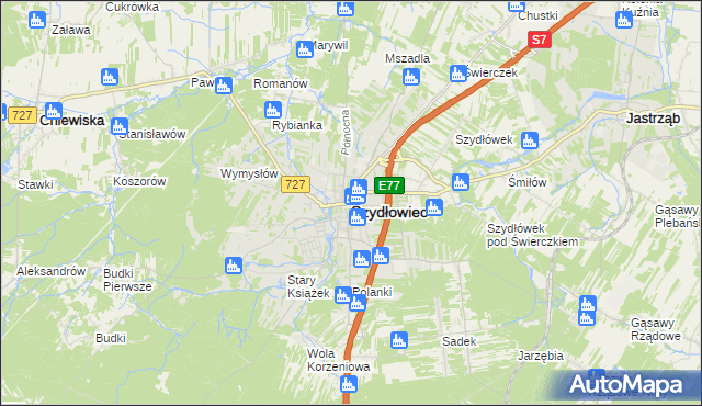 mapa Szydłowiec, Szydłowiec na mapie Targeo