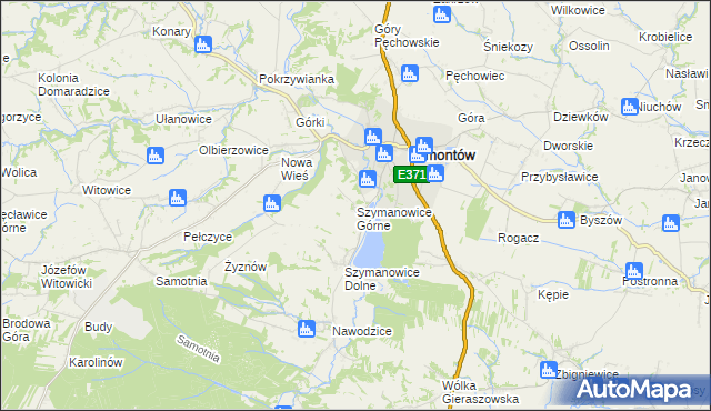 mapa Szymanowice Górne, Szymanowice Górne na mapie Targeo