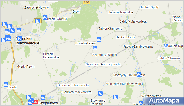 mapa Szymbory-Włodki, Szymbory-Włodki na mapie Targeo