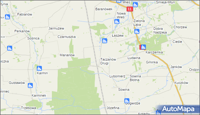 mapa Taczanów Drugi, Taczanów Drugi na mapie Targeo
