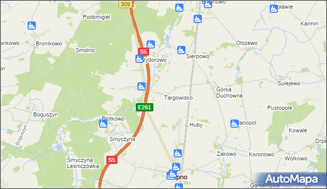 mapa Targowisko gmina Lipno, Targowisko gmina Lipno na mapie Targeo