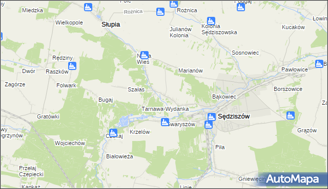 mapa Tarnawa gmina Sędziszów, Tarnawa gmina Sędziszów na mapie Targeo