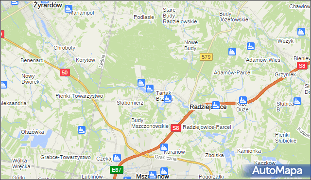 mapa Tartak Brzózki, Tartak Brzózki na mapie Targeo