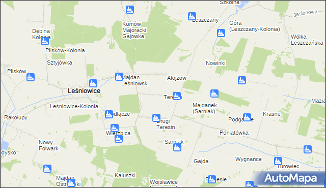 mapa Teresin gmina Leśniowice, Teresin gmina Leśniowice na mapie Targeo