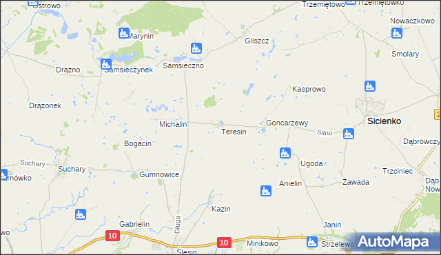 mapa Teresin gmina Sicienko, Teresin gmina Sicienko na mapie Targeo