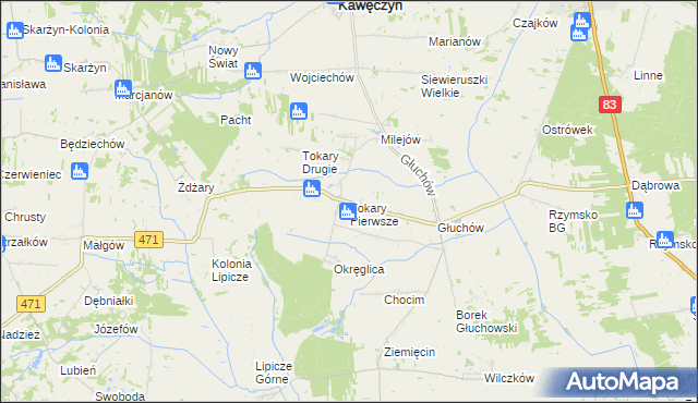 mapa Tokary Pierwsze, Tokary Pierwsze na mapie Targeo